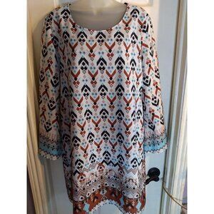Rock 47 By Wrangler Tunic Dress Multicolored Southwestern Design Knee Length SzM